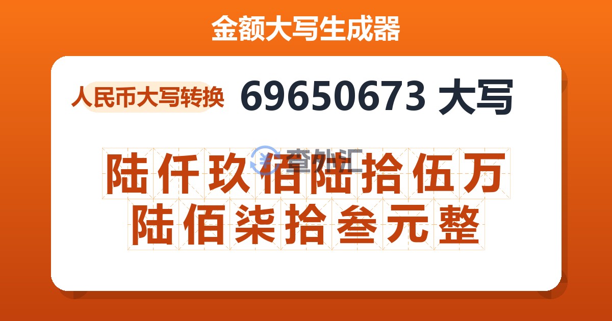 69650673大写 陆仟玖佰陆拾伍万陆佰柒拾叁元整