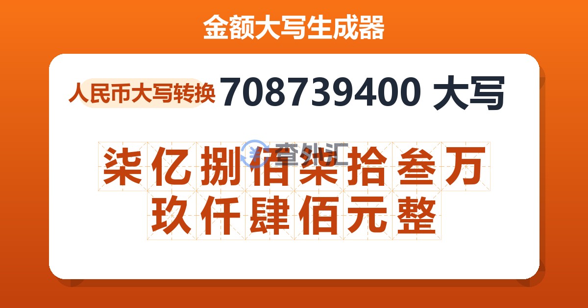 708739400大写 柒亿捌佰柒拾叁万玖仟肆佰元整