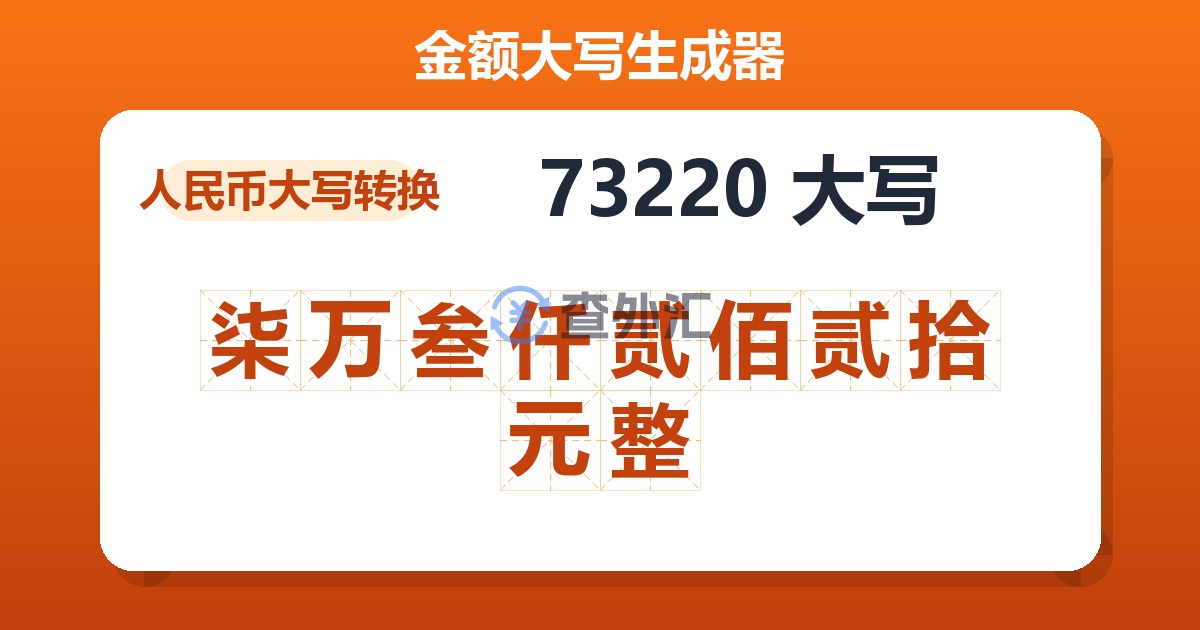 73220大写 柒万叁仟贰佰贰拾元整