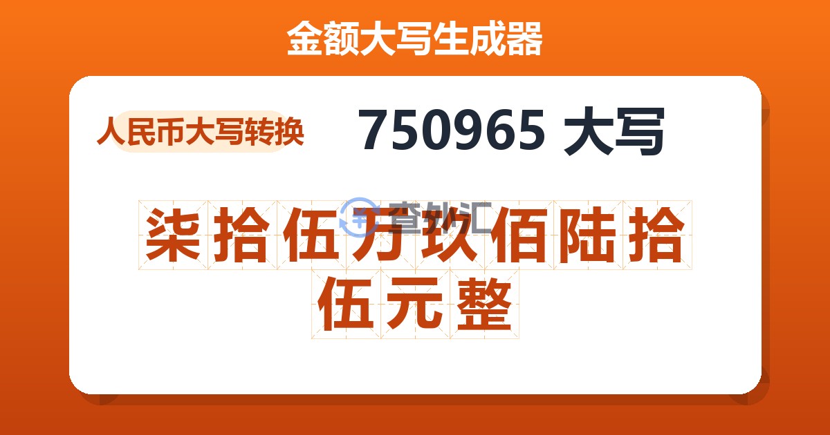 750965大写 柒拾伍万玖佰陆拾伍元整