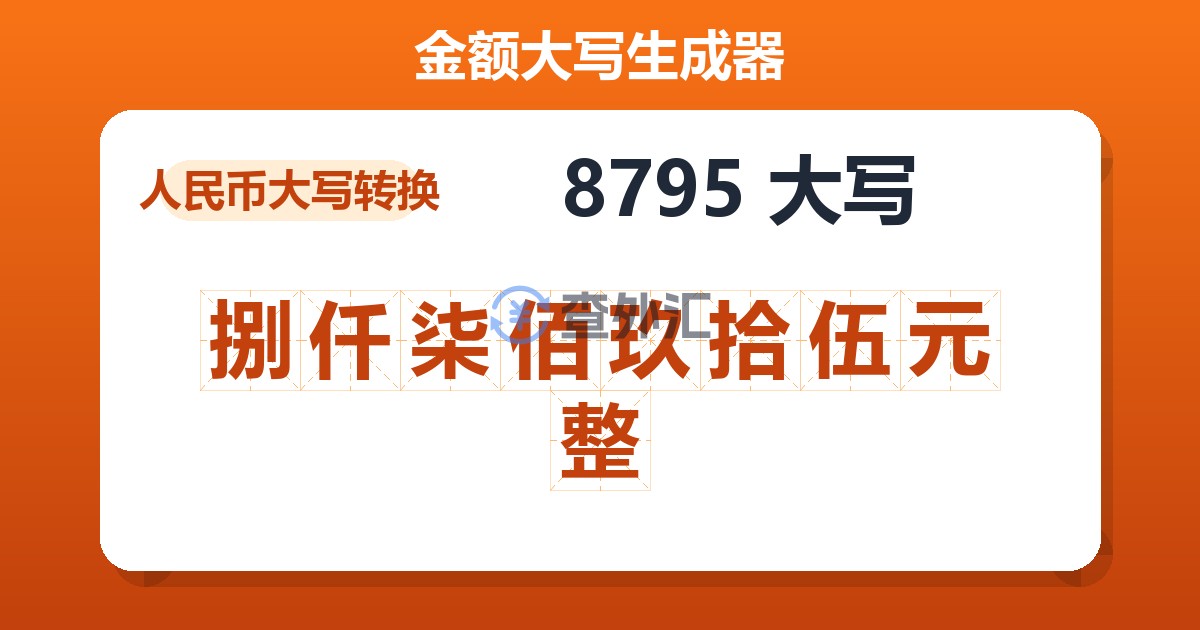 8795大写 捌仟柒佰玖拾伍元整